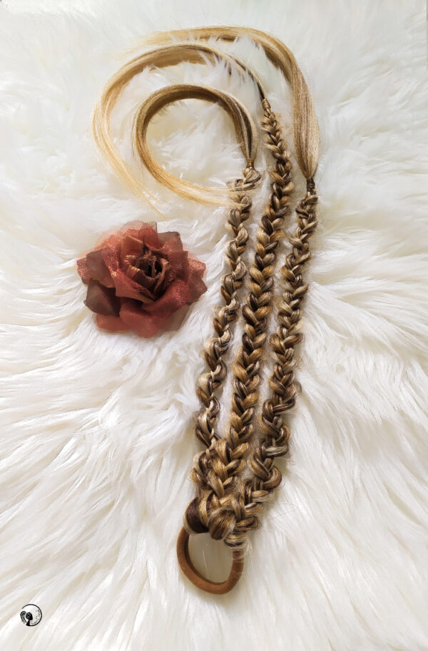 Synthetic Braid Ponytail Extension, brown blonde Braids on Elastic band, "GOLDEN SPIKELETS" - Image 9