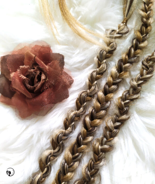 Synthetic Braid Ponytail Extension, brown blonde Braids on Elastic band, "GOLDEN SPIKELETS" - Image 8