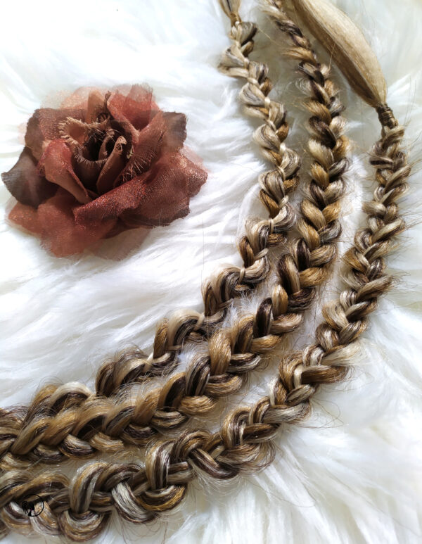 Synthetic Braid Ponytail Extension, brown blonde Braids on Elastic band, "GOLDEN SPIKELETS" - Image 5