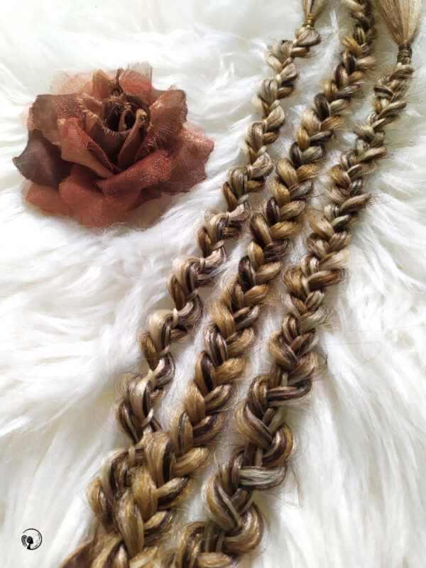 Synthetic Braid Ponytail Extension, brown blonde Braids on Elastic band, "GOLDEN SPIKELETS" - Image 3