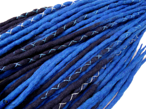 Full Set Wool Dreadlocks, Navy Blue Ombre Dreads Extension, Double Ended Dreadlocks, "TURQUOISE LAKE" - Image 3