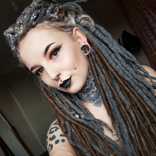 Wool Dreadlocks Extension, Double Ended grey Dreads "QUIET WIND" - Image 6