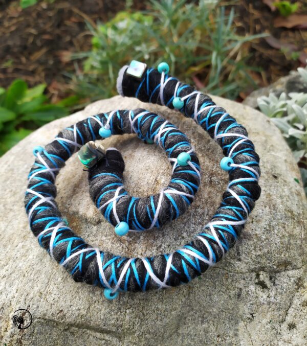 Spiral Locks for Dreadlocks, Dreads, and Braids, grey blue black Wolly Wired Bendable Tie, "COSMOS" - Image 4