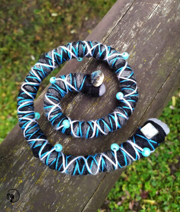 Spiral Locks for Dreadlocks, Dreads, and Braids, grey blue black Wolly Wired Bendable Tie, "COSMOS" - Image 7