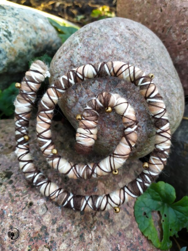 Spiral Locks for Dreadlocks, Dreads, and Braids, beige brown Wolly Wired Bendable Tie, "TREE" - Image 3