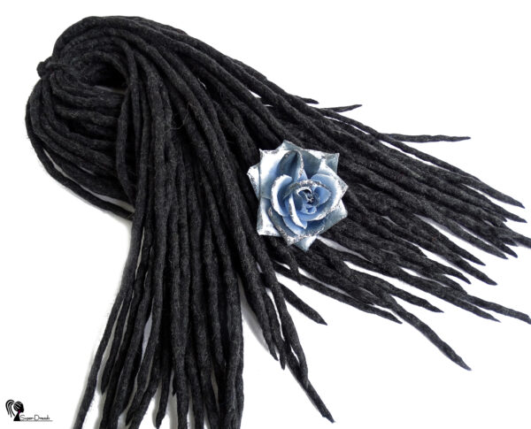 Wool Dreadlocks Extension, Double Ended black mix Dreads "GRAPHITE NIGHT" - Image 2