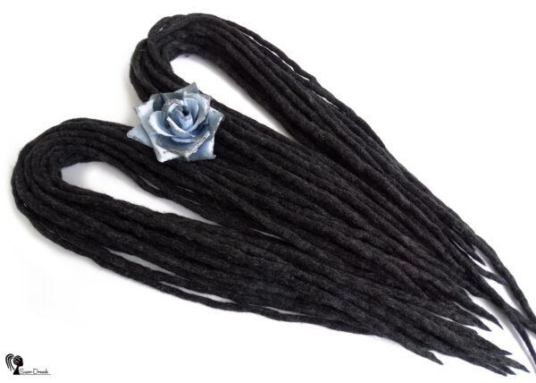 Wool Dreadlocks Extension, Double Ended black mix Dreads "GRAPHITE NIGHT" - Image 4