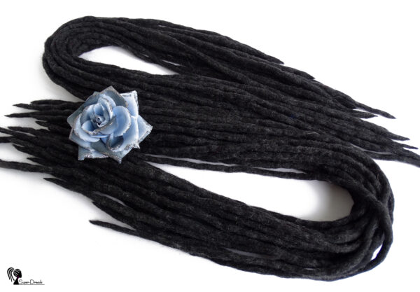 Wool Dreadlocks Extension, Double Ended black mix Dreads "GRAPHITE NIGHT" - Image 5