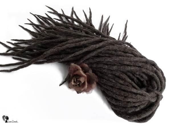 Wool Dreadlocks Extension, Double Ended brown Dreads "HOT CHOCOLATE" - Image 4