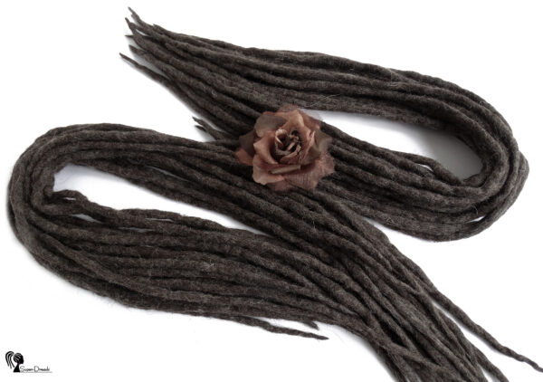 Wool Dreadlocks Extension, Double Ended brown Dreads "HOT CHOCOLATE" - Image 3