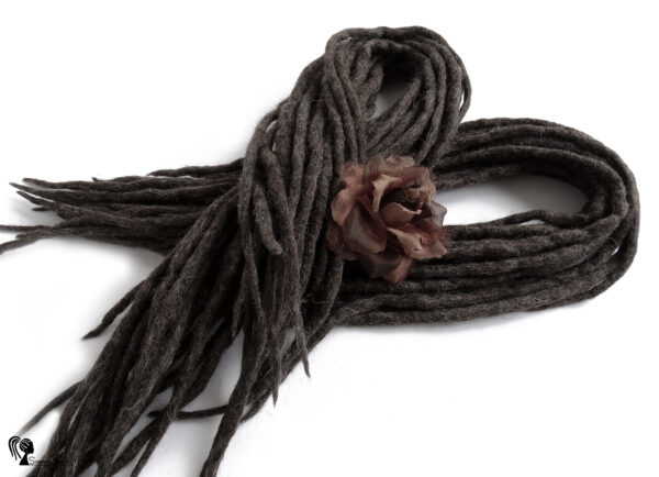 Wool Dreadlocks Extension, Double Ended brown Dreads "HOT CHOCOLATE" - Image 2