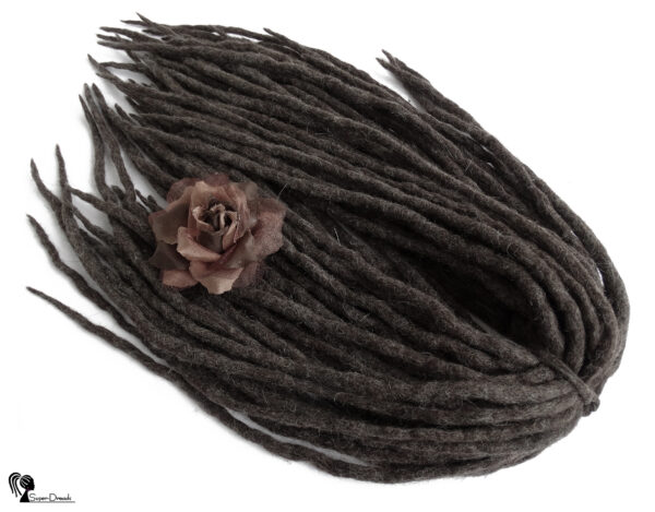 Wool Dreadlocks Extension, Double Ended brown Dreads "HOT CHOCOLATE" - Image 5