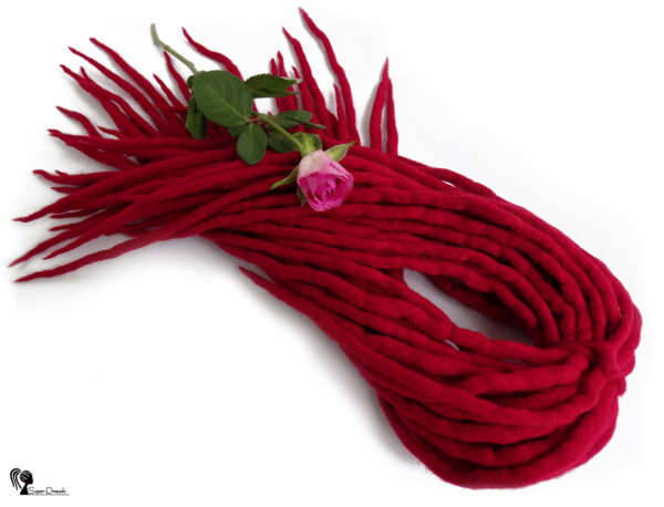 Wool Dreadlocks Extension, Double Ended red Dreads "RED ROSE" - Image 2