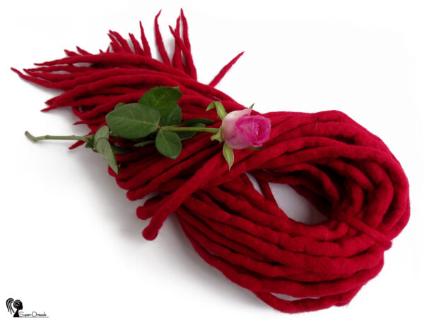 Wool Dreadlocks Extension, Double Ended red Dreads "RED ROSE" - Image 7