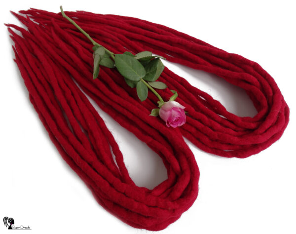 Wool Dreadlocks Extension, Double Ended red Dreads "RED ROSE" - Image 6