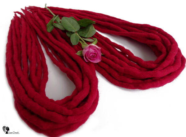 Wool Dreadlocks Extension, Double Ended red Dreads "RED ROSE" - Image 9