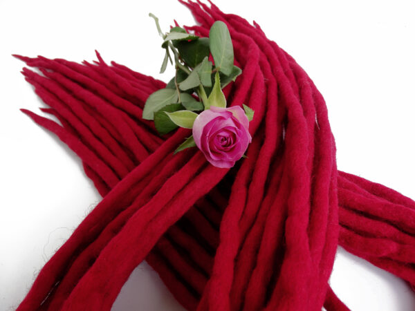 Wool Dreadlocks Extension, Double Ended red Dreads "RED ROSE" - Image 10