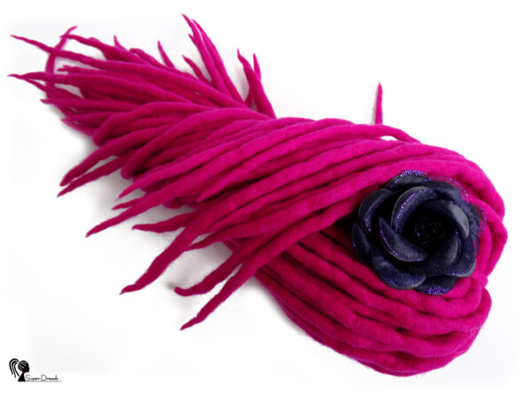 Wool Dreadlocks Extension, Double Ended pink Dreads "ENERGY PINK" - Image 3