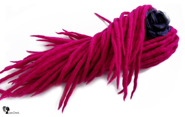 Wool Dreadlocks Extension, Double Ended pink Dreads "ENERGY PINK" - Image 6