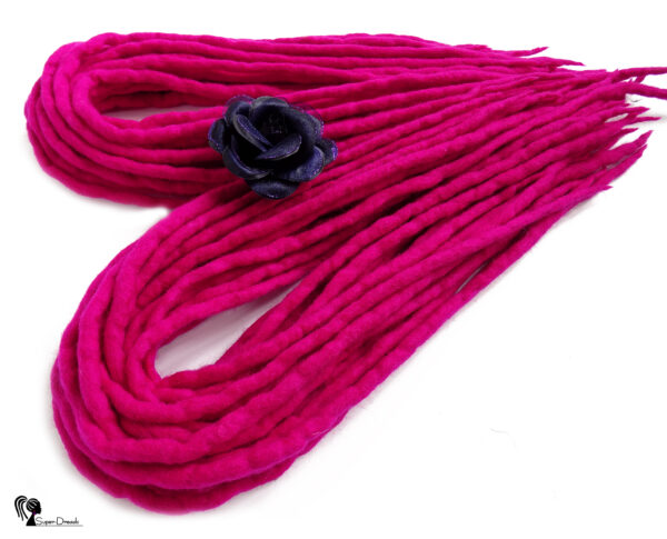 Wool Dreadlocks Extension, Double Ended pink Dreads "ENERGY PINK" - Image 4