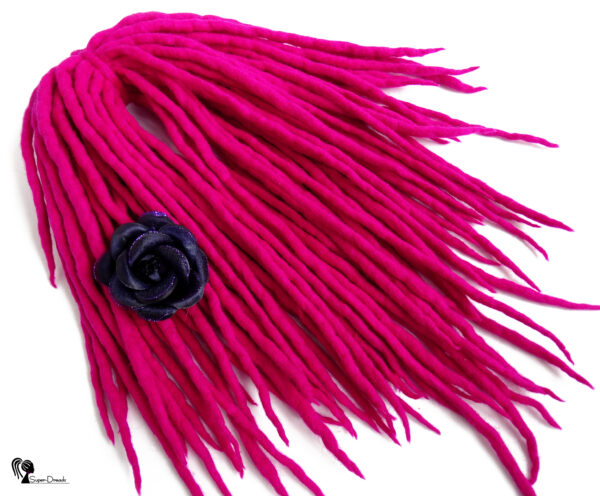 Wool Dreadlocks Extension, Double Ended pink Dreads "ENERGY PINK" - Image 5