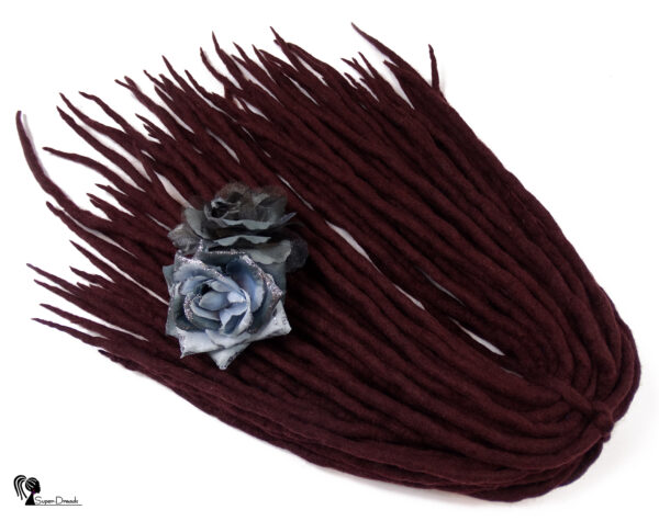 Wool Dreadlocks Extension, Double Ended burgundy Dreads "BLACKBERRY POWER" - Image 3