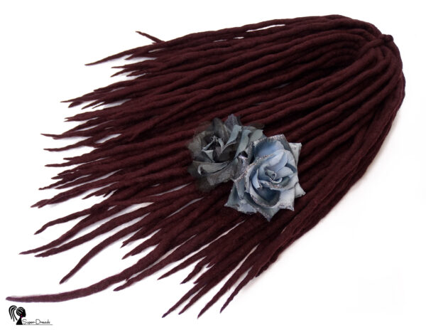 Wool Dreadlocks Extension, Double Ended burgundy Dreads "BLACKBERRY POWER" - Image 8