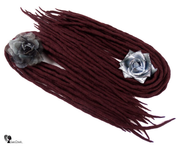 Wool Dreadlocks Extension, Double Ended burgundy Dreads "BLACKBERRY POWER" - Image 6