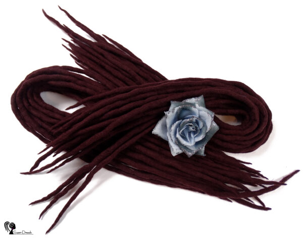 Wool Dreadlocks Extension, Double Ended burgundy Dreads "BLACKBERRY POWER" - Image 2