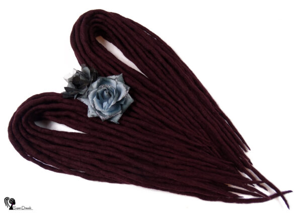 Wool Dreadlocks Extension, Double Ended burgundy Dreads "BLACKBERRY POWER" - Image 9