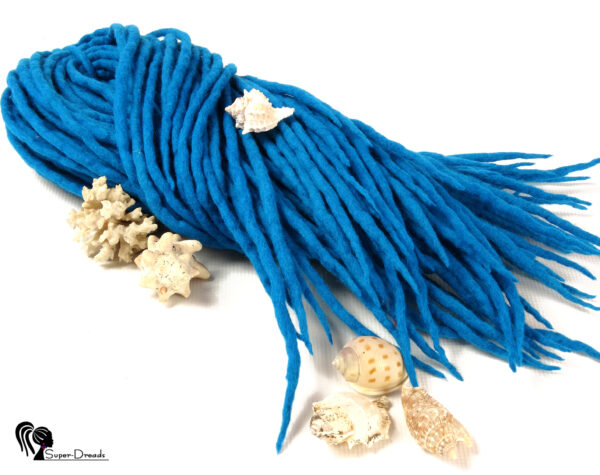 Wool Dreadlocks Extension, Double Ended blue Dreads "BLUE SEA" - Image 3