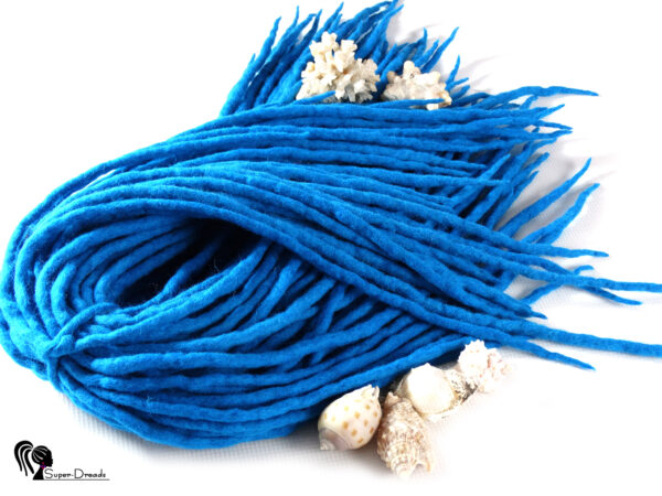 Wool Dreadlocks Extension, Double Ended blue Dreads "BLUE SEA" - Image 2