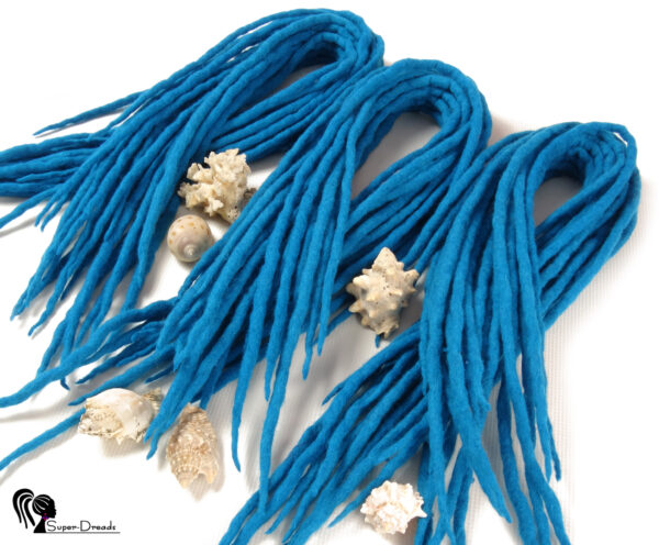 Wool Dreadlocks Extension, Double Ended blue Dreads "BLUE SEA" - Image 5