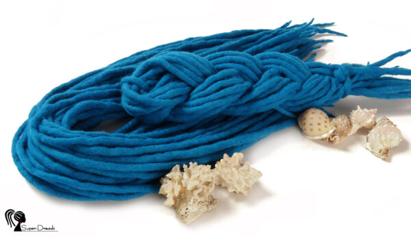 Wool Dreadlocks Extension, Double Ended blue Dreads "BLUE SEA" - Image 6