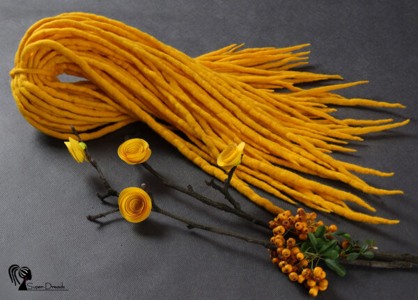 Wool Dreadlocks Extension, Double Ended yellow Dreads "RAYS OF THE SUN" - Image 2