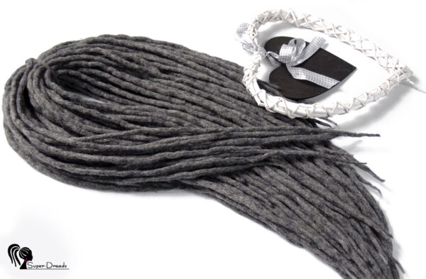 Wool Dreadlocks Extension, Double Ended grey Dreads "QUIET WIND" - Image 3