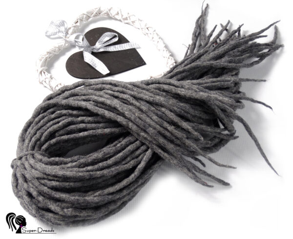 Wool Dreadlocks Extension, Double Ended grey Dreads "QUIET WIND" - Image 5