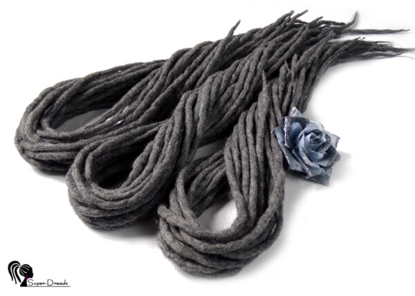 Wool Dreadlocks Extension, Double Ended grey Dreads "QUIET WIND" - Image 2