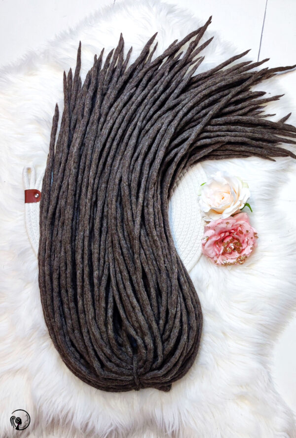 Wool Dreadlocks Extension, Double Ended brown Dreads "HOT CHOCOLATE" - Image 6