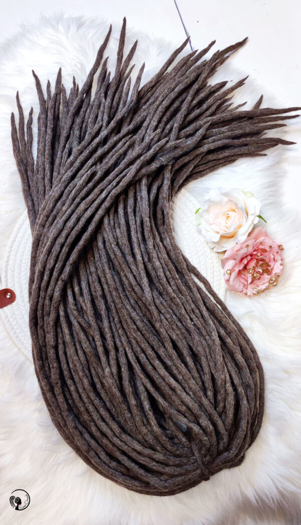 Wool Dreadlocks Extension, Double Ended brown Dreads "HOT CHOCOLATE" - Image 8