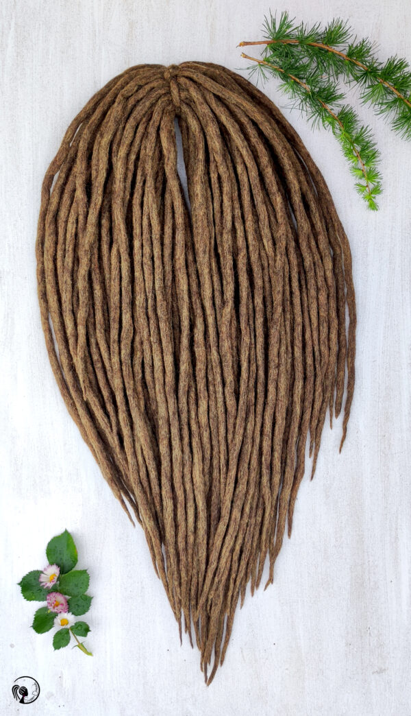 Wool Dreadlocks Extension, Double Ended brown Dreads "CARAMEL CHOCOLATE" - Image 3