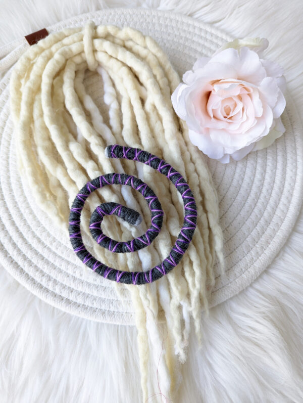 Spiral Locks for Dreadlocks, Dreads, and Braids, purple grey Wolly Wired Bendable Tie, "HEATHER" - Image 10