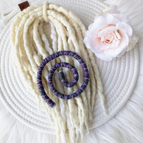 Spiral Locks for Dreadlocks, Dreads, and Braids, purple grey Wolly Wired Bendable Tie, "HEATHER" - Image 7