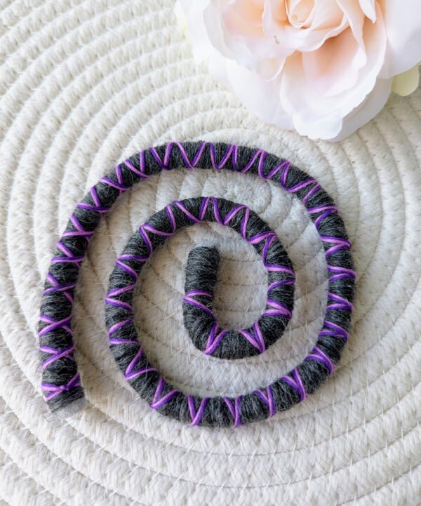 Spiral Locks for Dreadlocks, Dreads, and Braids, purple grey Wolly Wired Bendable Tie, "HEATHER" - Image 2