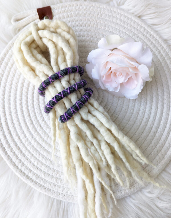 Spiral Locks for Dreadlocks, Dreads, and Braids, purple grey Wolly Wired Bendable Tie, "HEATHER" - Image 11