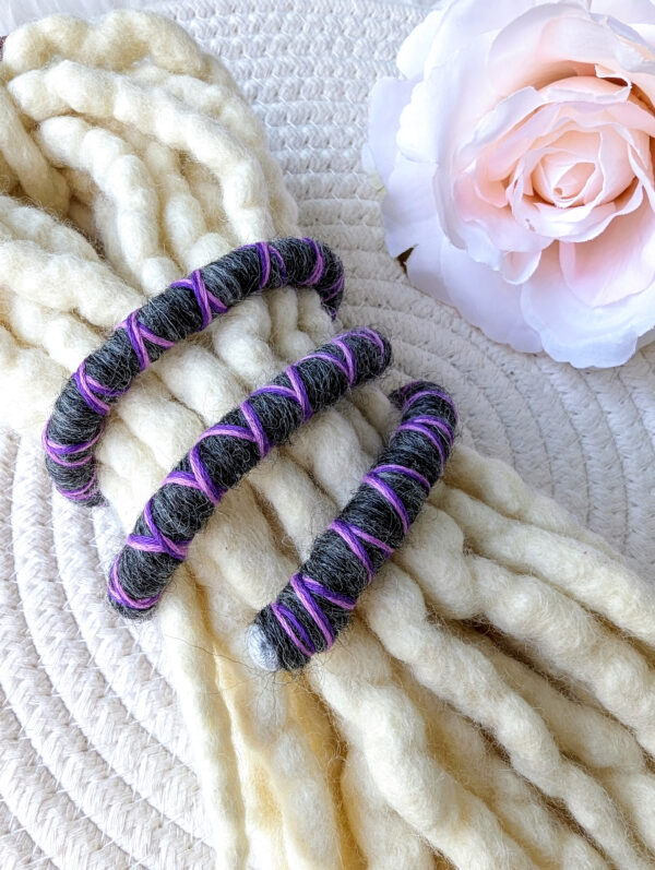 Spiral Locks for Dreadlocks, Dreads, and Braids, purple grey Wolly Wired Bendable Tie, "HEATHER" - Image 6