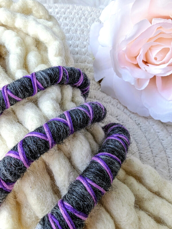 Spiral Locks for Dreadlocks, Dreads, and Braids, purple grey Wolly Wired Bendable Tie, "HEATHER" - Image 4