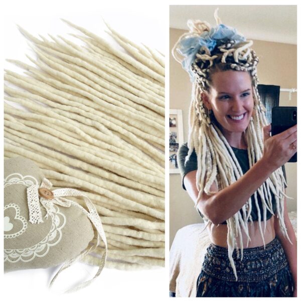 Wool Dreadlocks Extension, Double Ended blonde Dreads "VANILLA PUDDING"