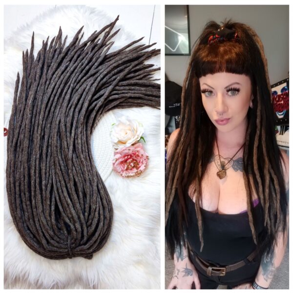 Wool Dreadlocks Extension, Double Ended brown Dreads "HOT CHOCOLATE"