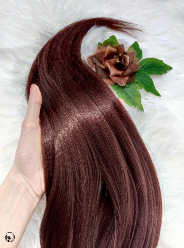 Ponytail Hair Extension, chestnut/walnut brown Hair on Elastic Band "NUTTY BRUNETTE" - Image 5